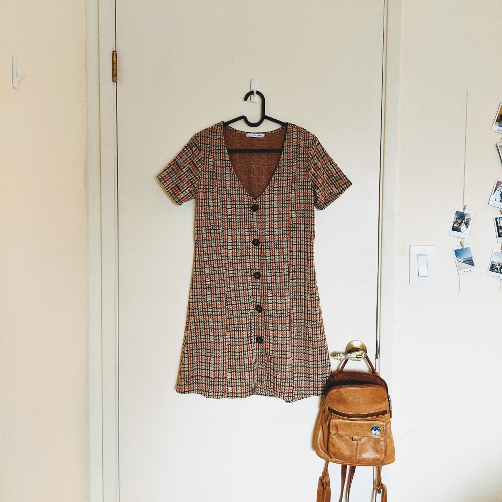 Zara Trafaluc Edition Plaid Mini Dress Size M